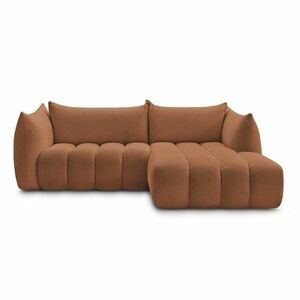 Pomarańczowy narożnik z materiału bouclé (prawostronny/z szezlongiem) Azra – Bobochic Paris obraz