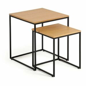 Stoliki z blatem w dekorze dębu zestaw 2 szt. 45x45 cm Yoana – Kave Home obraz