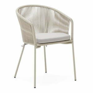 Kremowe metalowe/tapicerowane krzesło ogrodowe Yanet – Kave Home obraz
