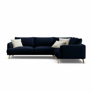 Ciemnoniebieski aksamitny narożnik (prawostronny/w kształcie litery L) Naomi – Micadoni obraz