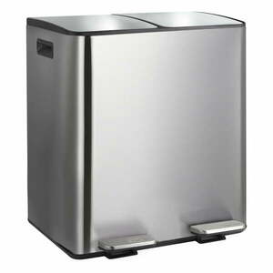 Stalowy kosz na śmieci 2x20 l do segregacji odpadów/z pedałem w kolorze matowego srebra Aliya – Spirella obraz