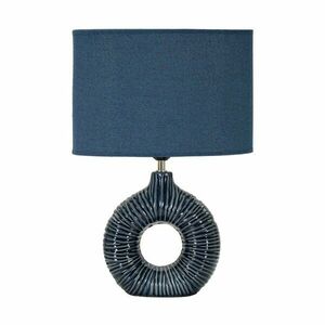 Niebieska lampa stołowa ceramiczna z tekstylnym kloszem (wysokość 43 cm) Seta – Mauro Ferretti obraz