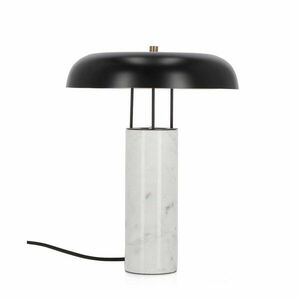 Czarno-biała marmurowa lampa stołowa z metalowym kloszem (wysokość 33 cm) Kaithal – Bizzotto obraz