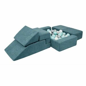 Turkusowy sztruksowy piankowy plac zabaw 6 szt. wysokość 40 cm 100x35 cm Montessori – Meowbaby obraz