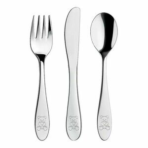 Sztućce dla dzieci ze stali nierdzewnej w kolorze srebrnym 3 szt. – Orion obraz