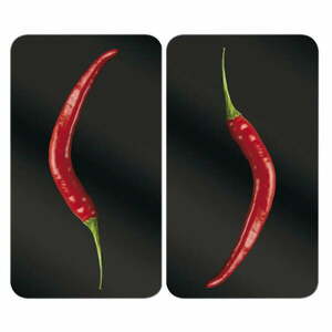 Zestaw 2 szklanych płyt ochronnych na kuchenkę Wenko Peperoni, 52x30 cm obraz