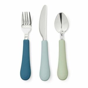 Zielono-niebieskie sztućce dla dzieci z silikonu 3 szt. Ocean Mix – Cam Cam Copenhagen obraz