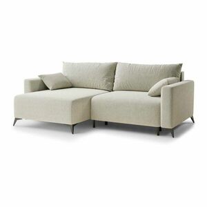 Kremowy rozkładany narożnik ze schowkiem z tkaniny szenilowej (lewostronny/z szezlongiem) Leon – Maison de Rêve obraz