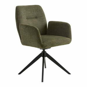 Zielony tapicerowany fotel jadalniany z podłokietnikami Roxana – Unique Furniture obraz