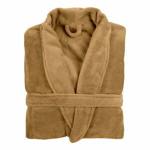 Musztardowy szlafrok z mikropluszu w rozmiarze S/M Cozy – Tiseco Home Studio obraz