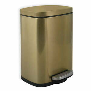 Stalowy kosz na śmieci z pedałem w kolorze matowego złota 5 l Akira – Spirella obraz