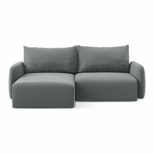 Szary aksamitny rozkładany narożnik ze schowkiem (lewostronny/z szezlongiem) Kalena – Makamii obraz