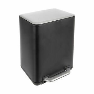 Czarny kosz na śmieci z pedałem ze stali nierdzewnej 6 l Black – Orion obraz