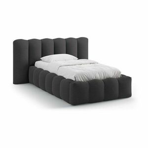 Antracytowe tapicerowane łóżko jednoosobowe ze schowkiem i stelażem 90x200 cm Lupine – Micadoni obraz
