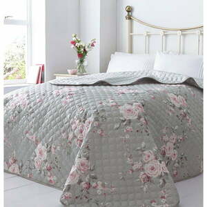 Szara narzuta na łóżko Catherine Lansfield Canterbury Rose, 240x260 cm obraz