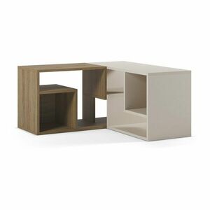 Biała/w naturalnym kolorze narożna szafka pod TV w dekorze dębu 145x45x35 cm Glina – Marckeric obraz