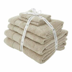 Beżowe bawełniane ręczniki zestaw frotte 6 szt. Anti-Bacterial – Catherine Lansfield obraz