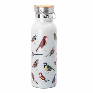 Biała podróżna butelka ze stali nierdzewnej 425 ml Vintage Birds – Sass & Belle obraz