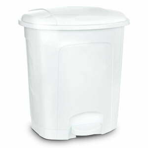 Biały plastikowy kosz na śmieci z pedałem 30 l – Orion obraz