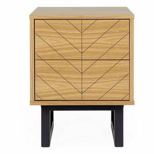 Szafka nocna w dębowym dekorze Woodman Mora Herringbone Print obraz